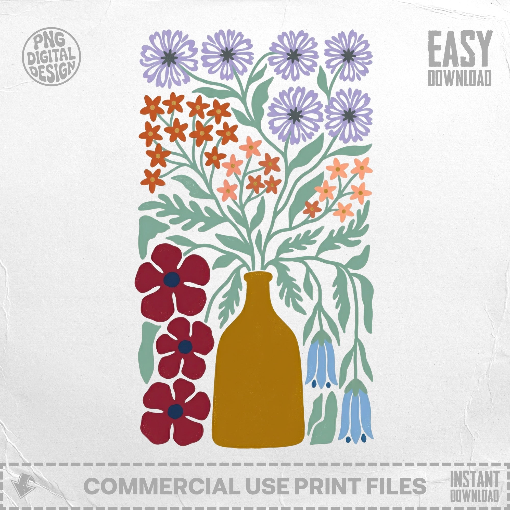 Floral arrangement in a brown vase with "Easy Download" text.
