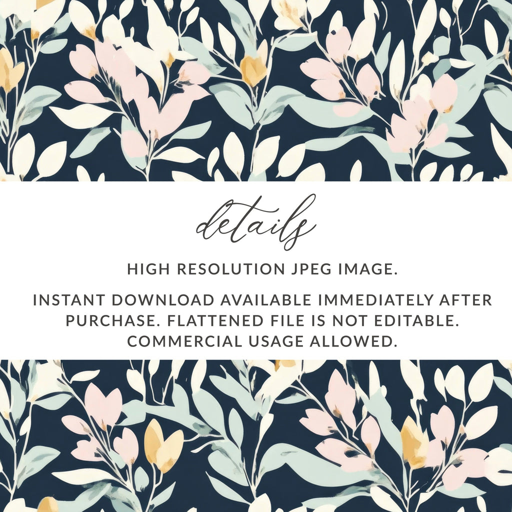 Elegant Digital Artwork: Dark Floral Pattern - Sophisticated Botanical Print - Moore and Mountain