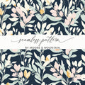 Elegant Digital Artwork: Dark Floral Pattern - Sophisticated Botanical Print - Moore and Mountain