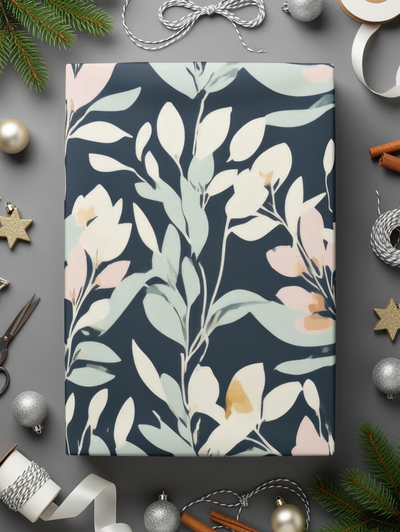 Elegant Digital Artwork: Dark Floral Pattern - Sophisticated Botanical Print - Moore and Mountain