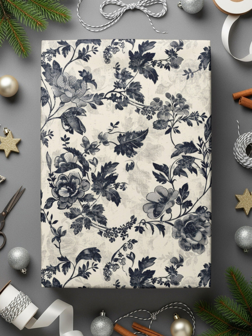 Elegant Floral Pattern with Vines and Leaves Digital Chinoiserie - Moore and Mountain