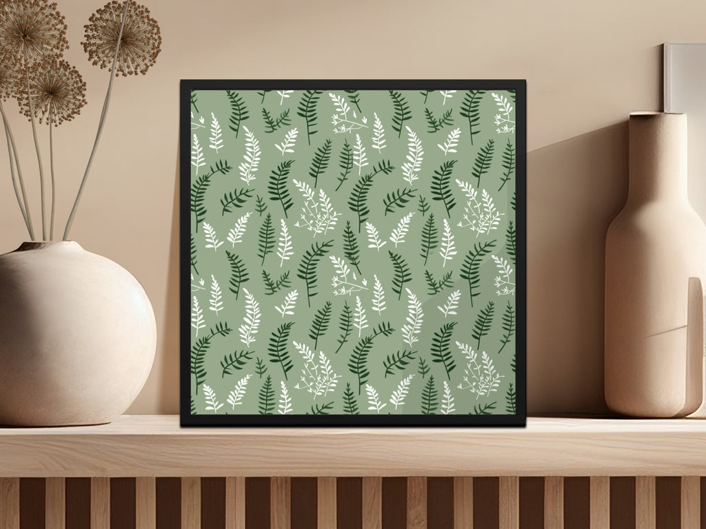 Green Botanical Fern Leaves Pattern Art Print