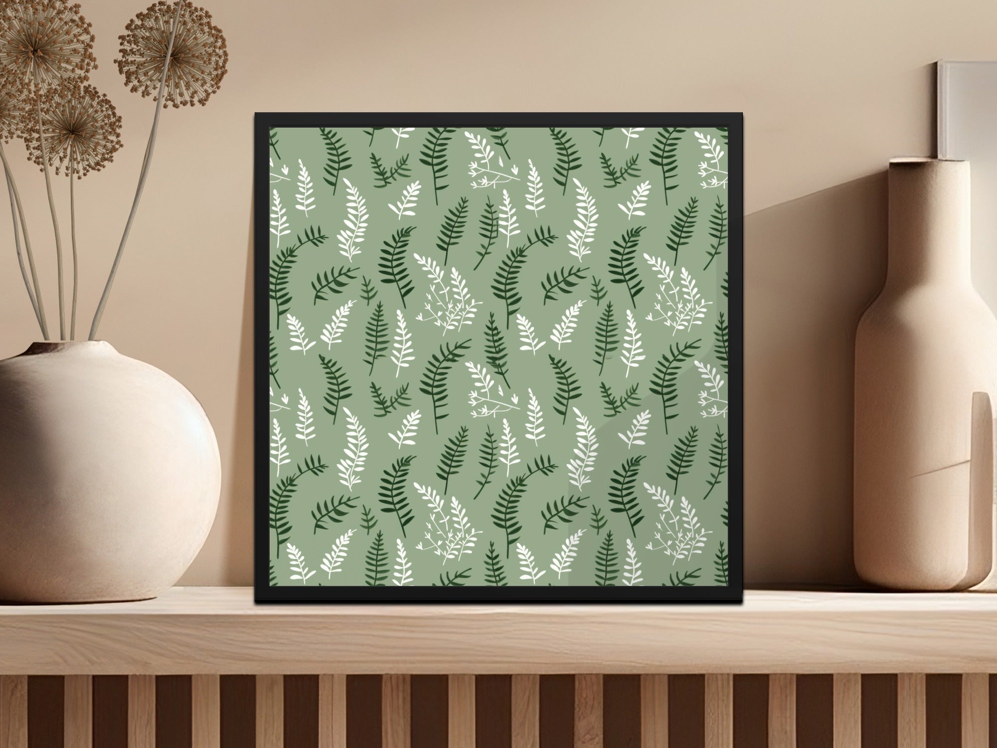 Green Botanical Fern Leaves Pattern Art Print