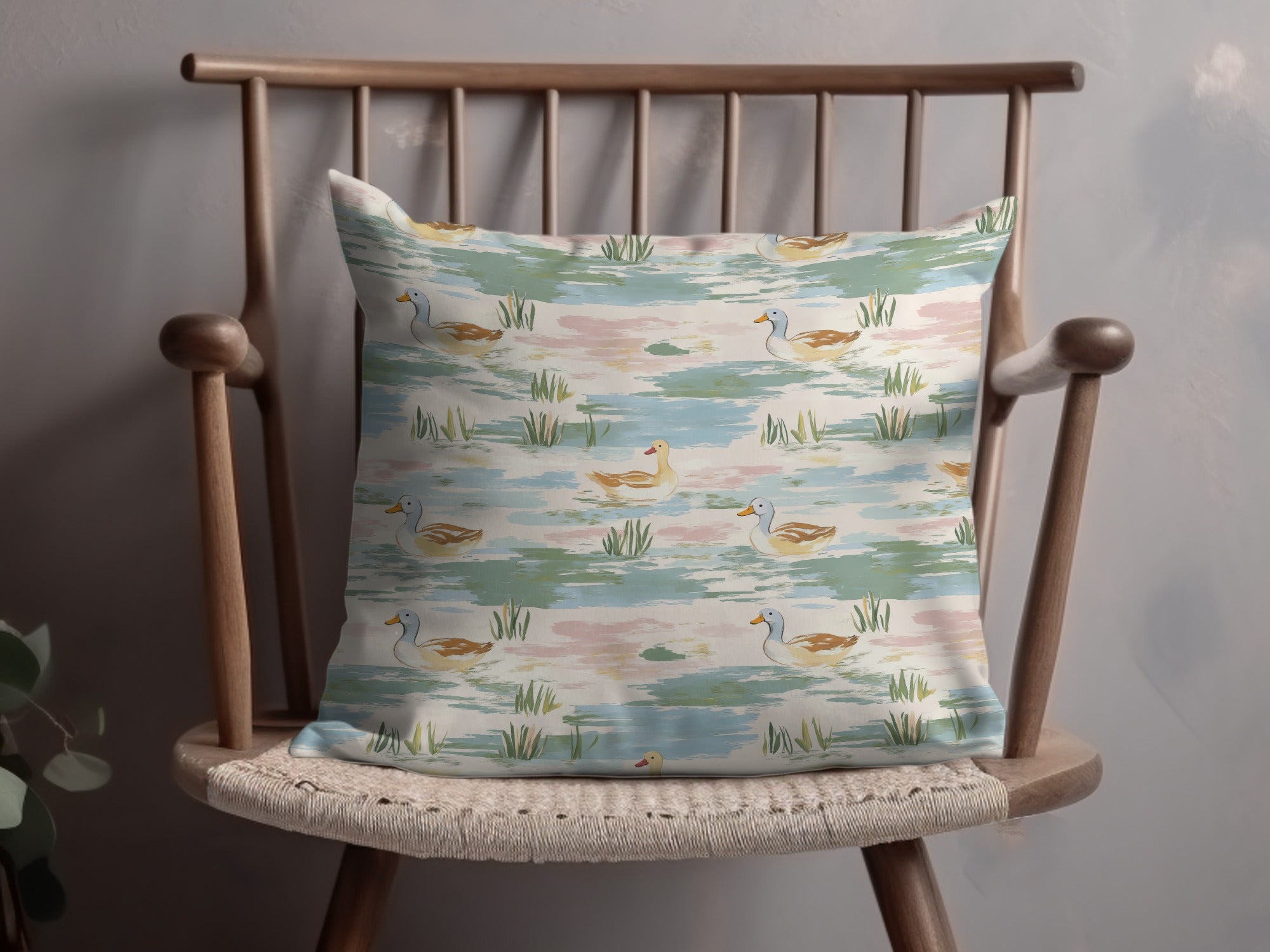 Duck Pond Digital Paper, Seamless Duck Pattern, Watercolor Style Print, Pond Life Design, Fabric Design, Nursery Art, Digital Download