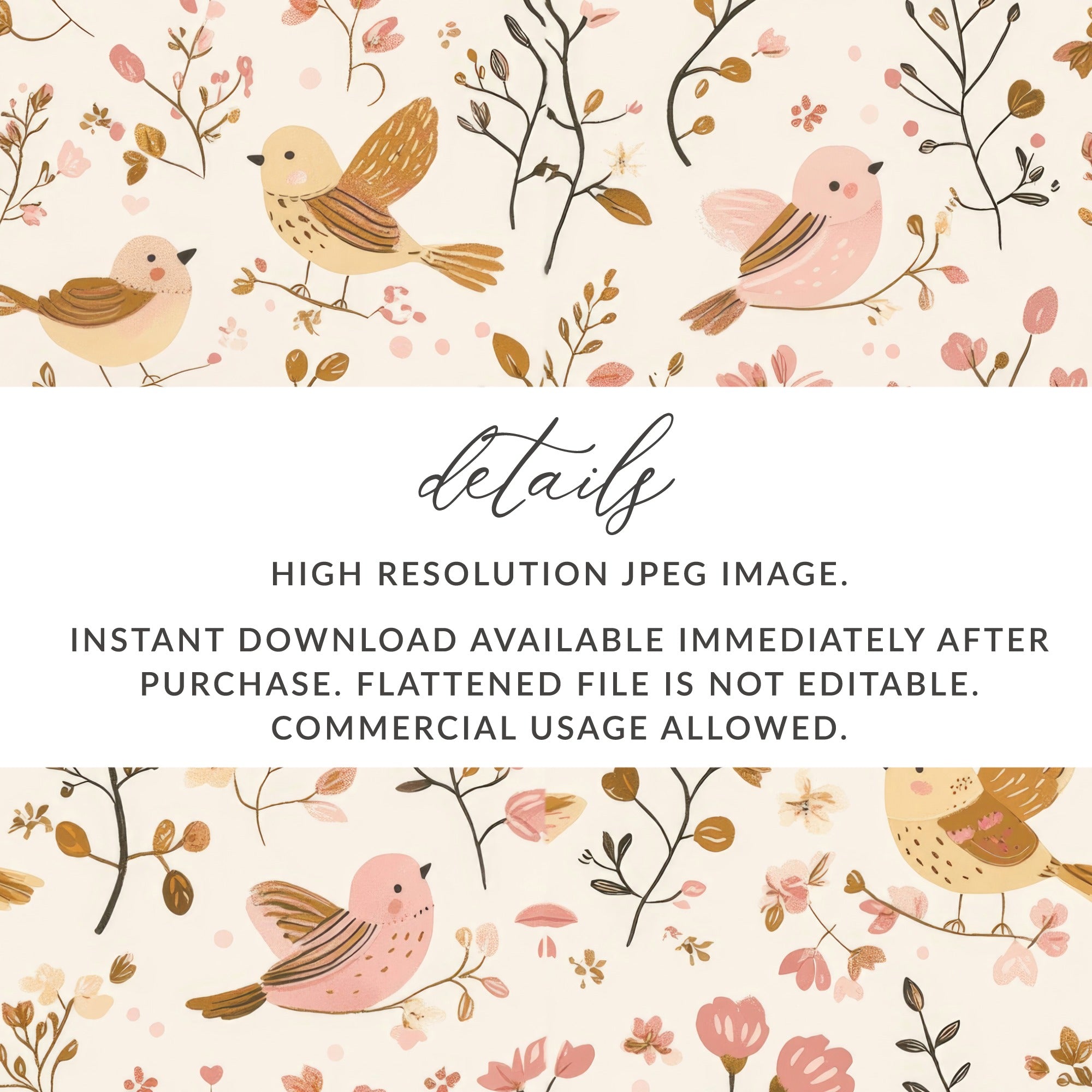 High Resolution Bird Pattern Digital Download Image