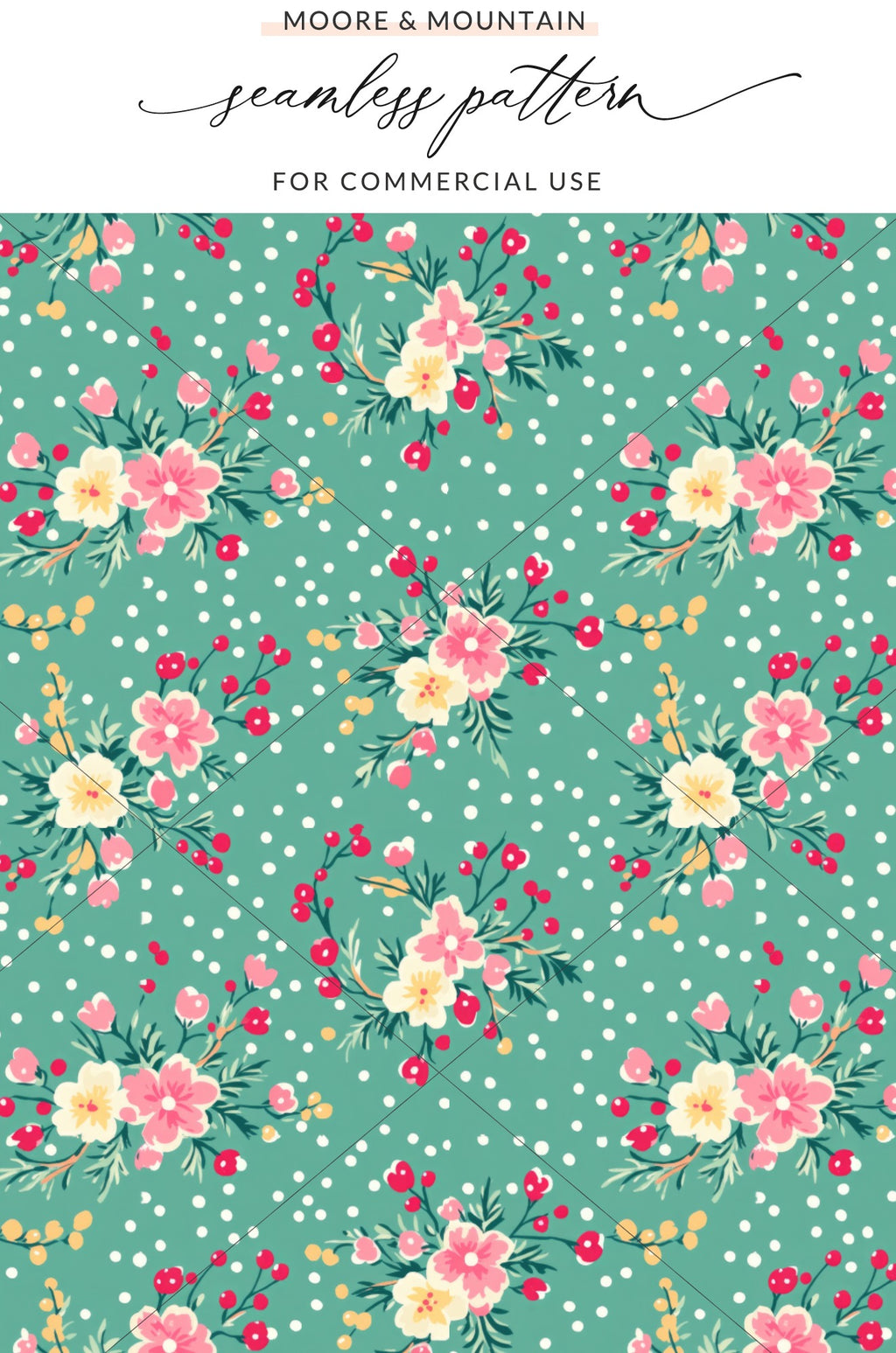 Floral Polka Dot Seamless Pattern for Commercial Use
