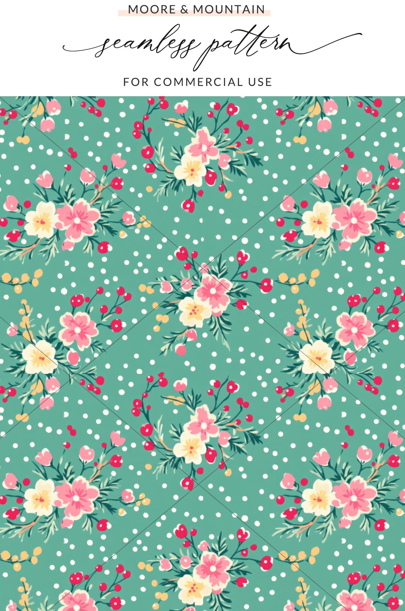 Floral Polka Dot Seamless Pattern for Commercial Use