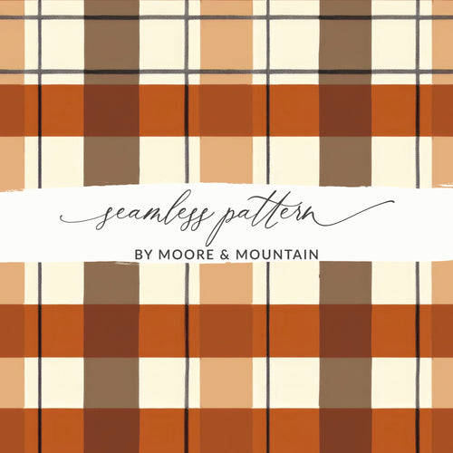 Orange and Brown Checkered Seamless Pattern Design