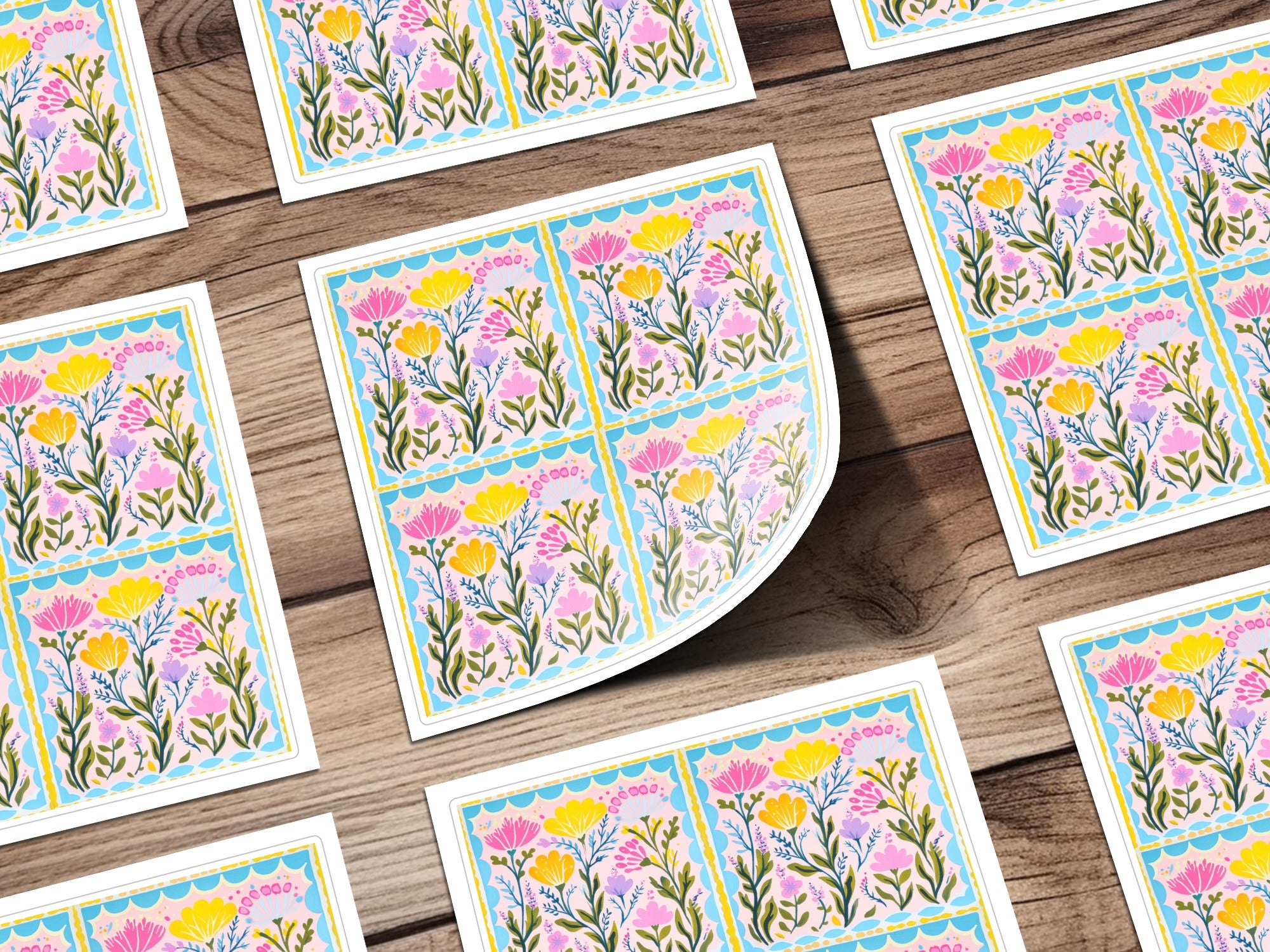 Vibrant Floral Sticker Sheets with Colorful Flowers Design