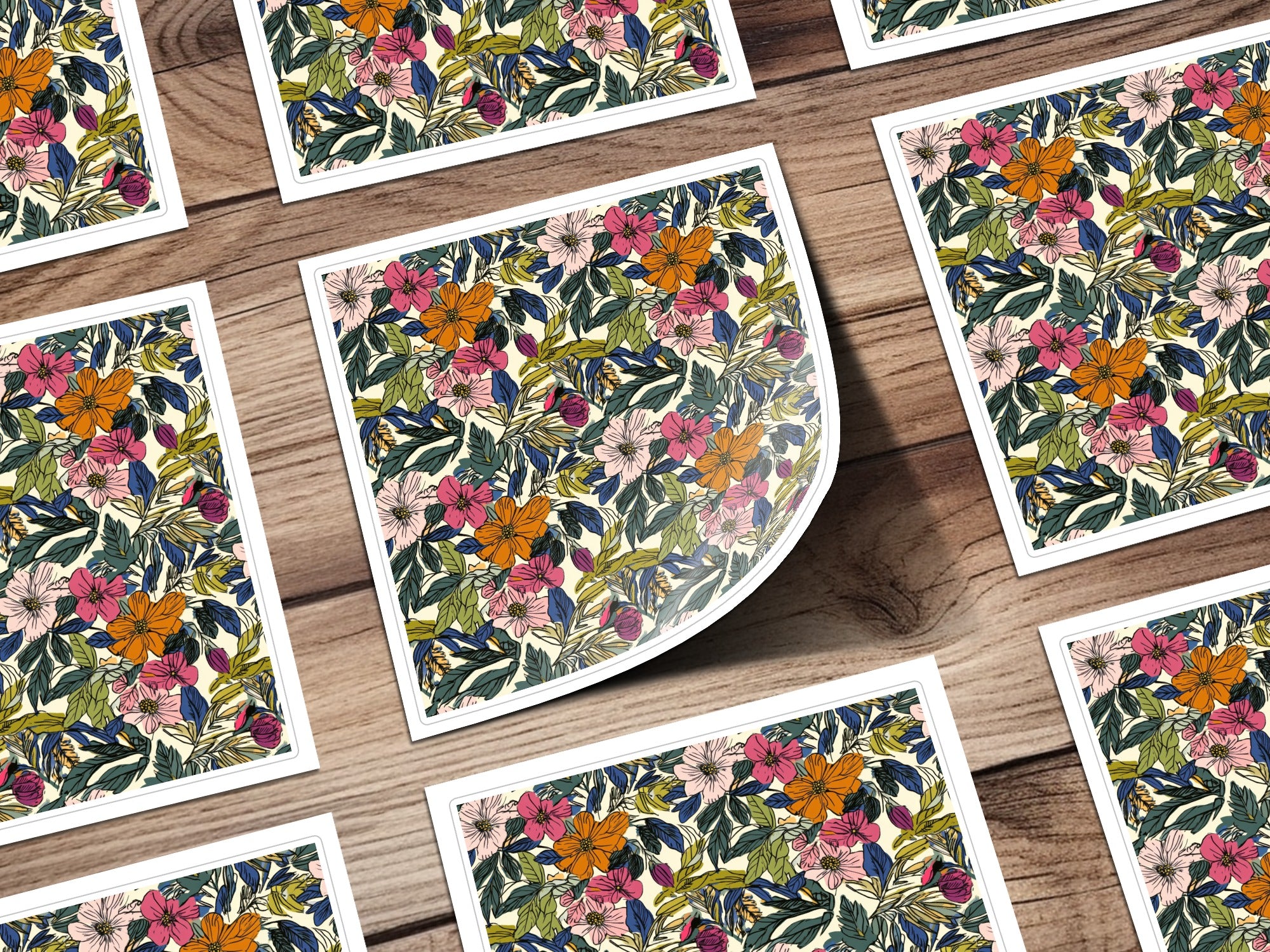 Floral Pattern Design Sticker Sheet for Craft Projects