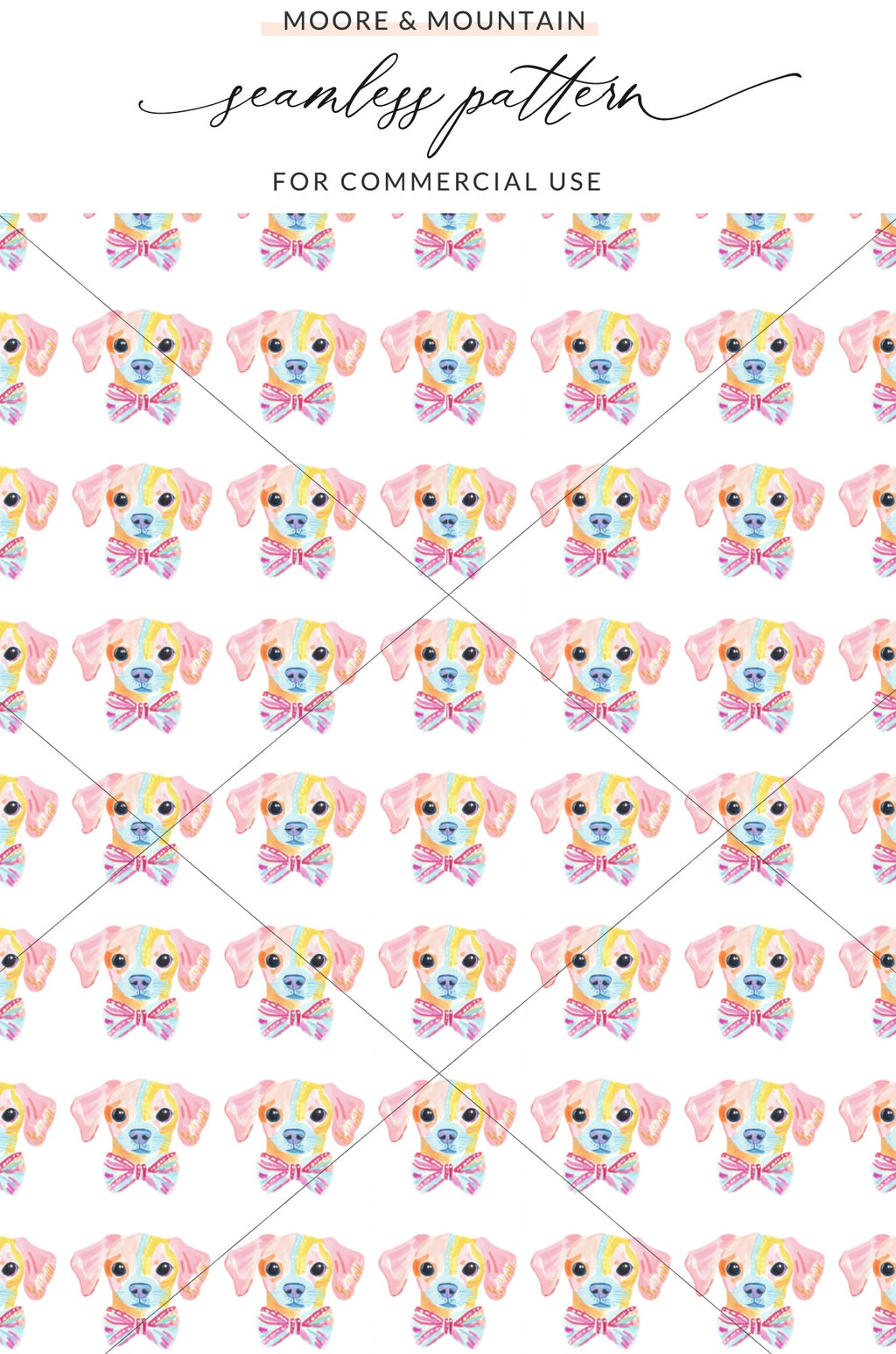 Cute Watercolor Dogs Bow Tie Seamless Pattern product type