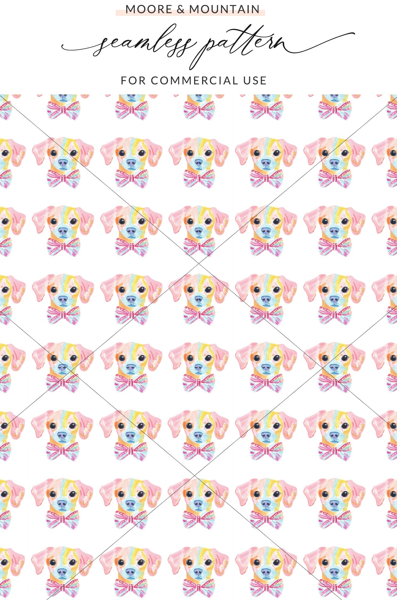 Cute Watercolor Dogs Bow Tie Seamless Pattern product type