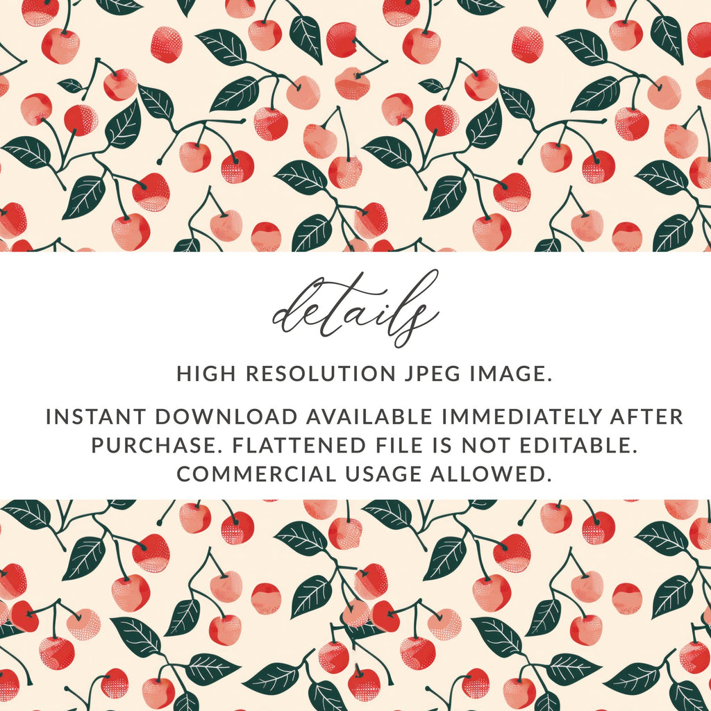 Cherry Pattern High Resolution JPEG Instant Download