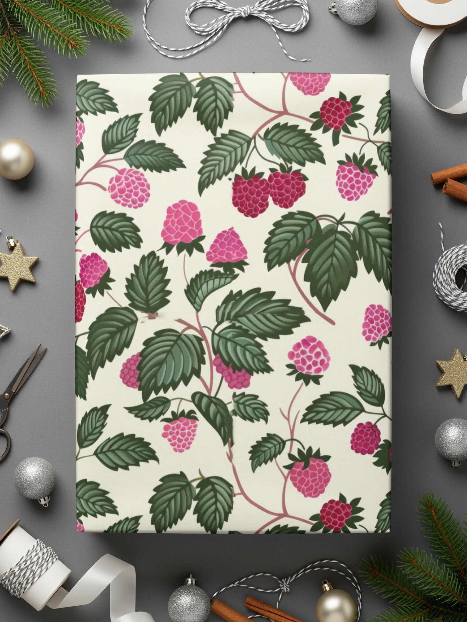 Vibrant Raspberry Patterned Gift Wrap Paper for Holiday