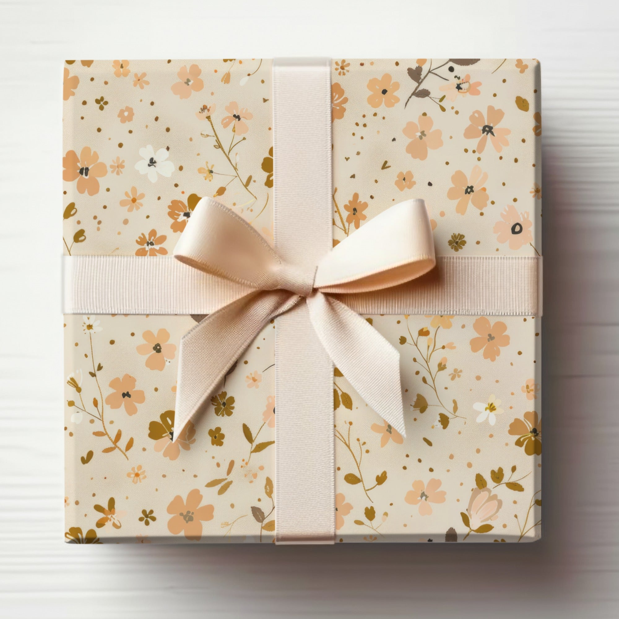 Elegant Floral Gift Box with Satin Ribbon Decoration
