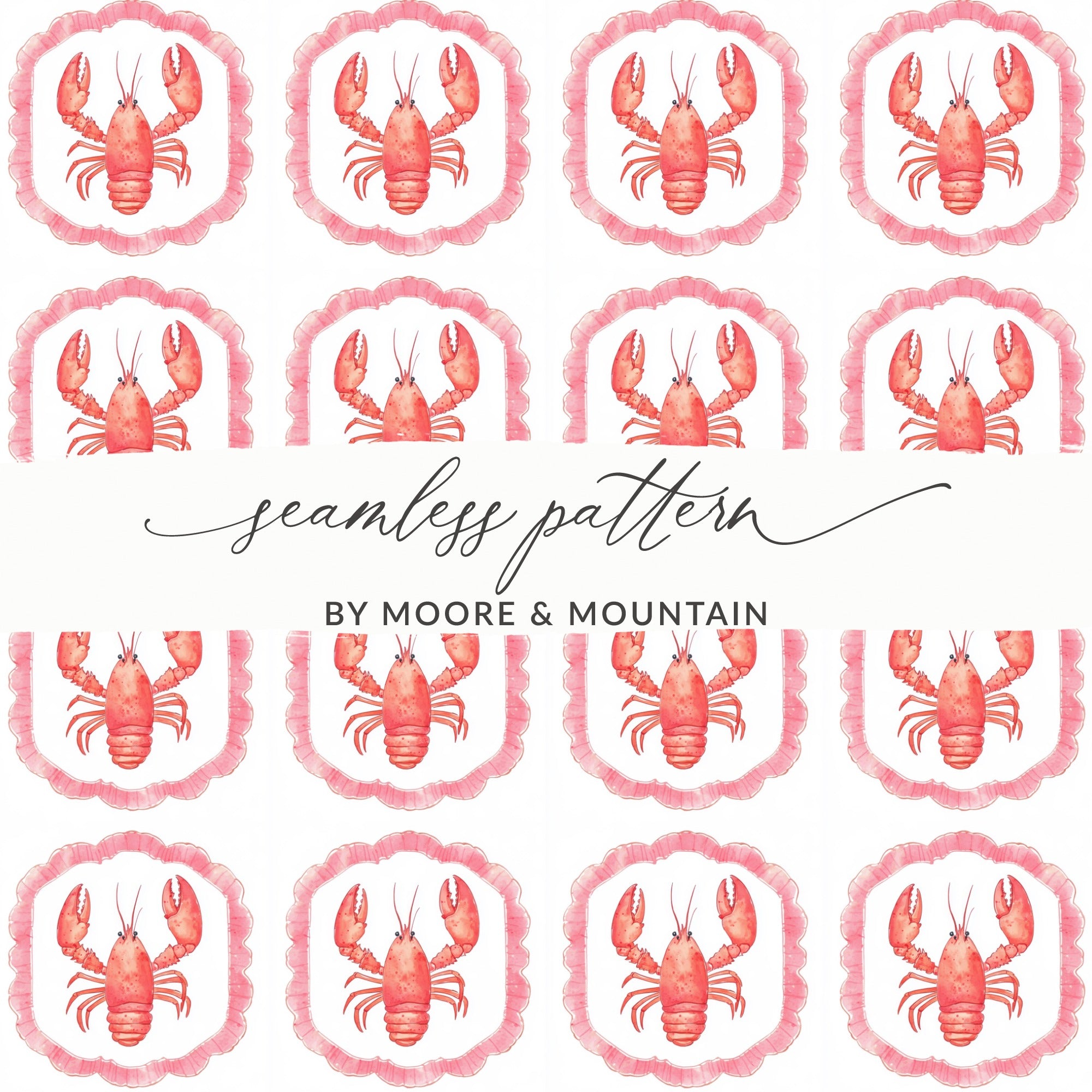 Red Lobster Pink Ruffle Frame seamless pattern product type