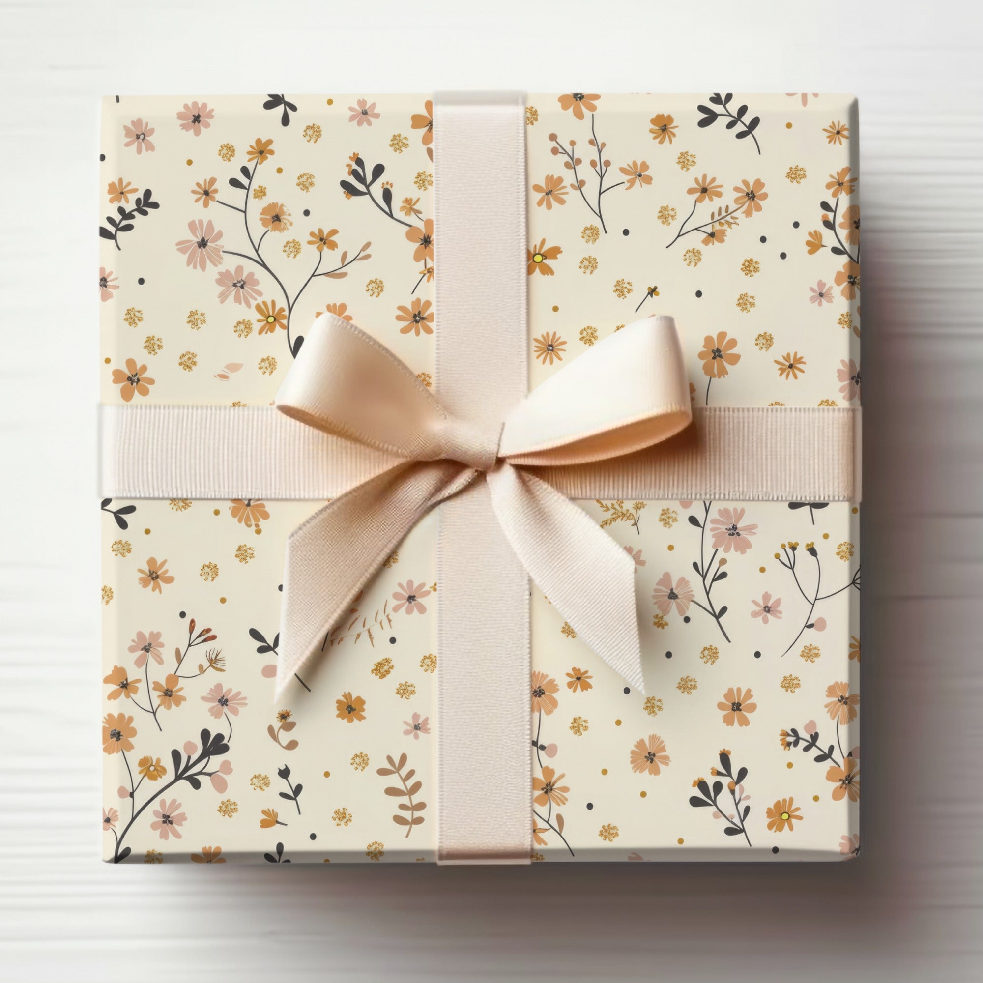 Floral Pattern Gift Box with Ribbon Bow