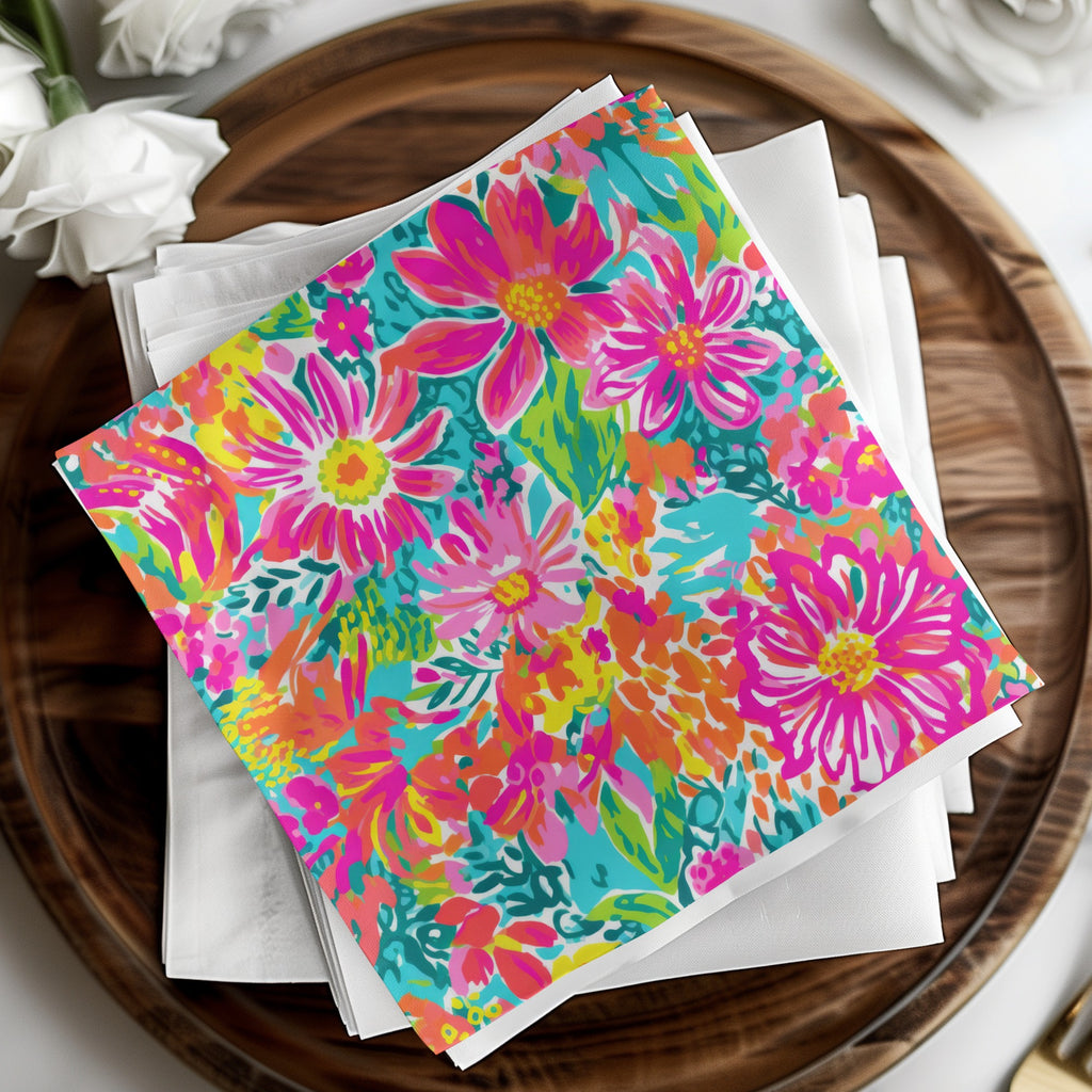 Vibrant Floral Pattern Bright Colorful Napkin Product