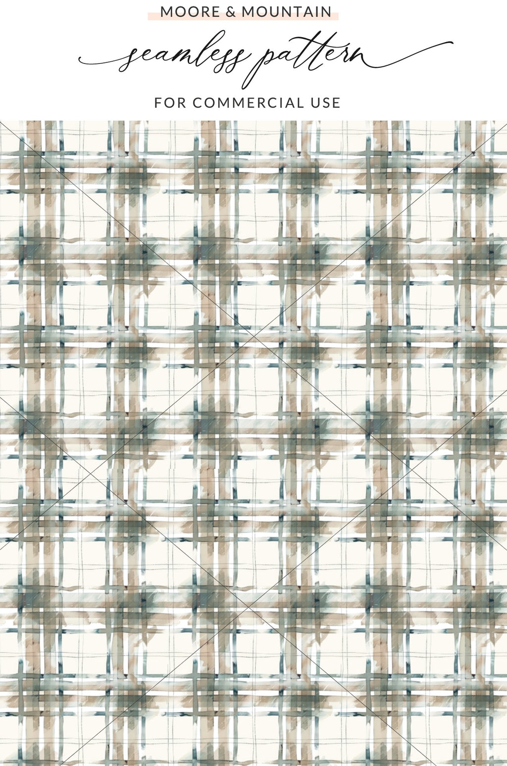 Blue Beige Plaid Seamless Pattern for Commercial Use