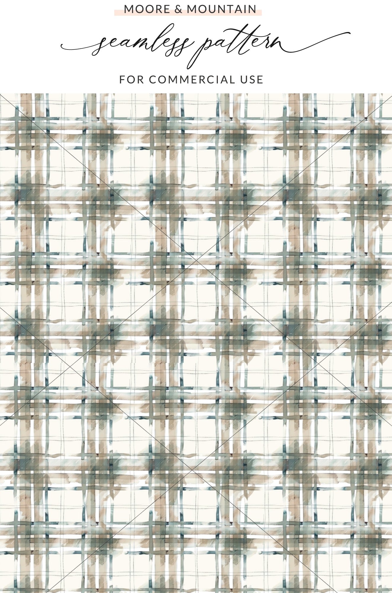 Blue Beige Plaid Seamless Pattern for Commercial Use