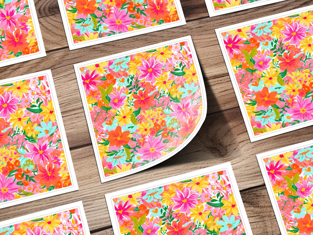 Vibrant Floral Sticker Set Colorful and Decorative Stickers