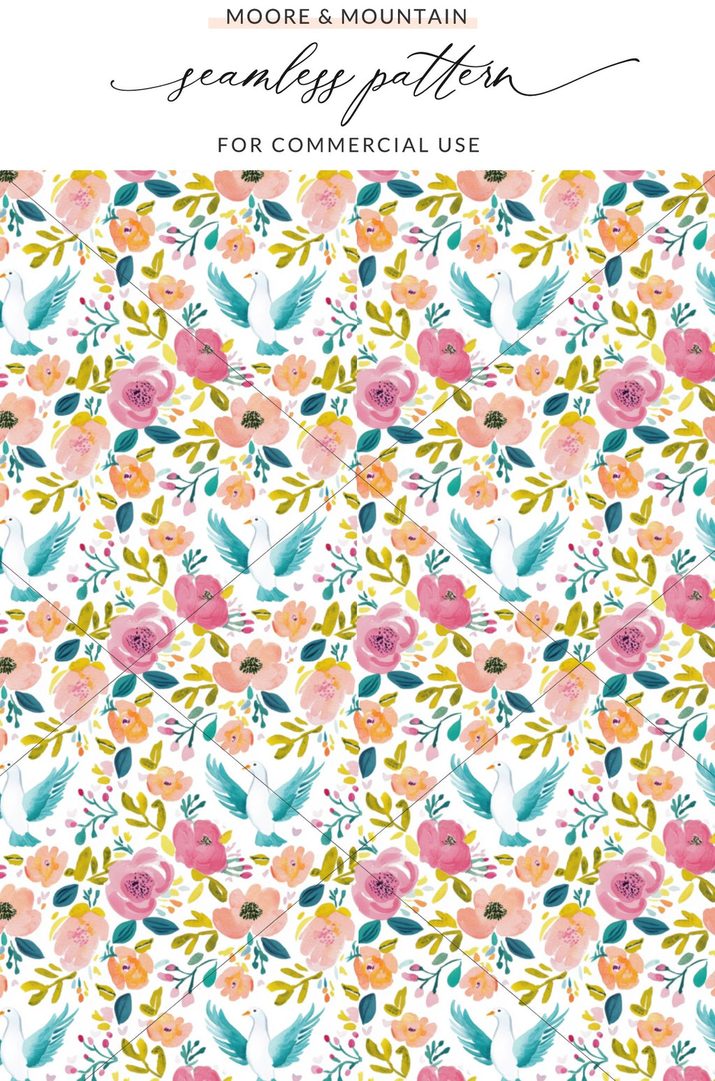 Floral and Birds Seamless Pattern for Commercial Use