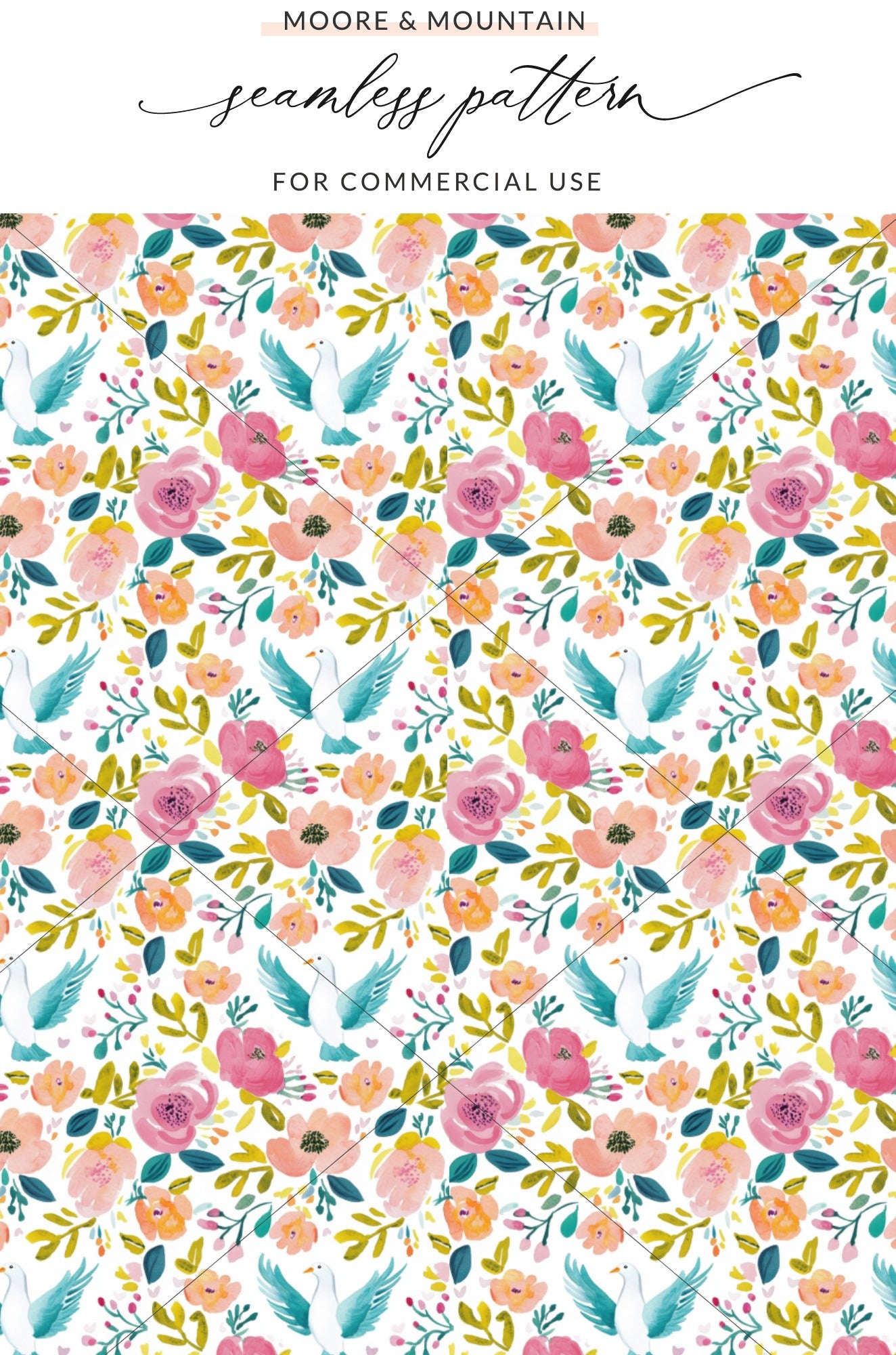 Floral and Birds Seamless Pattern for Commercial Use