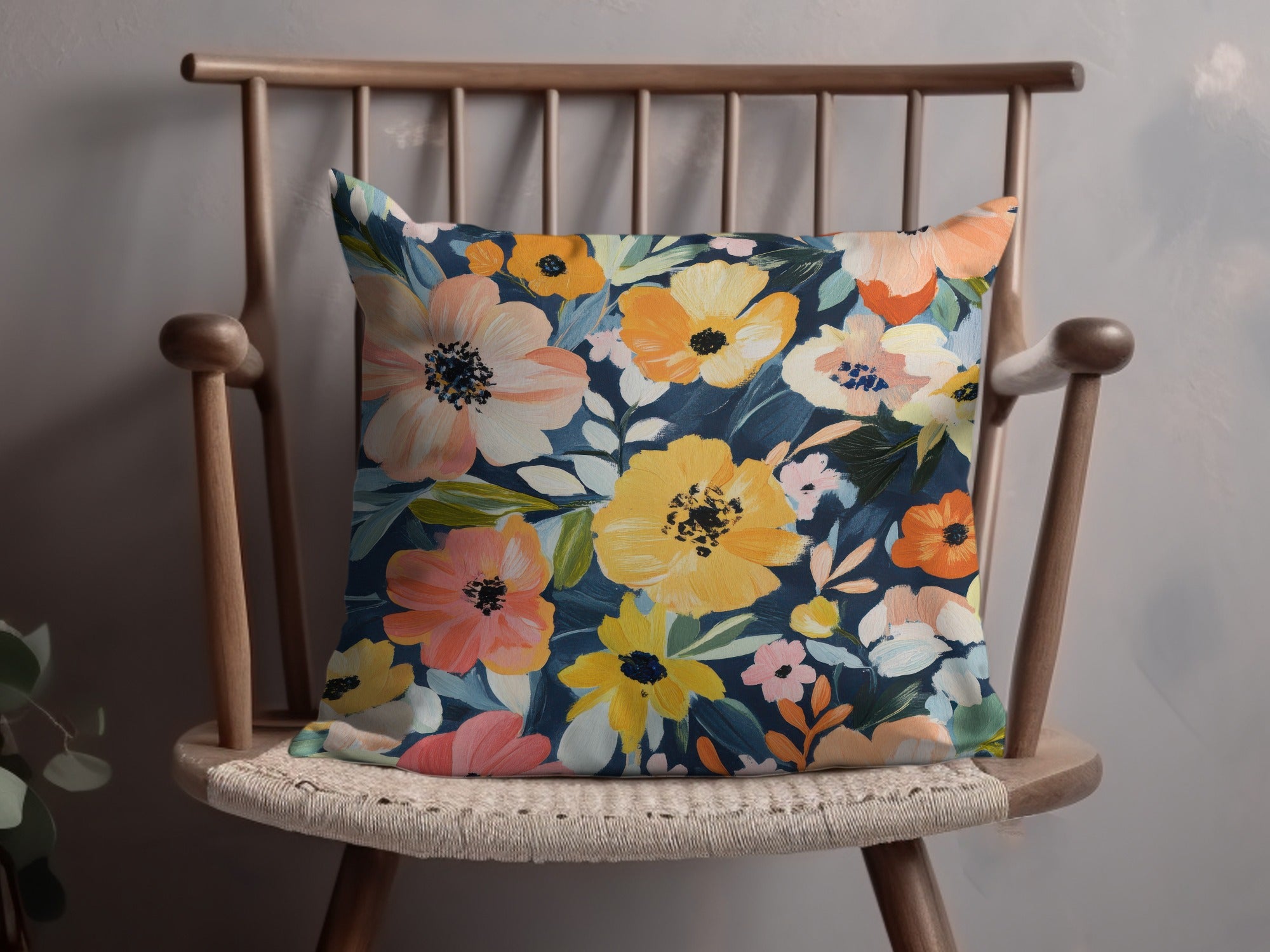 Vibrant Multi-color Floral Decorative Pillow Cushion