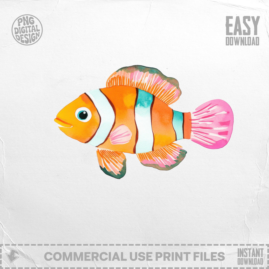Clownfish with orange and white stripes on a white background.