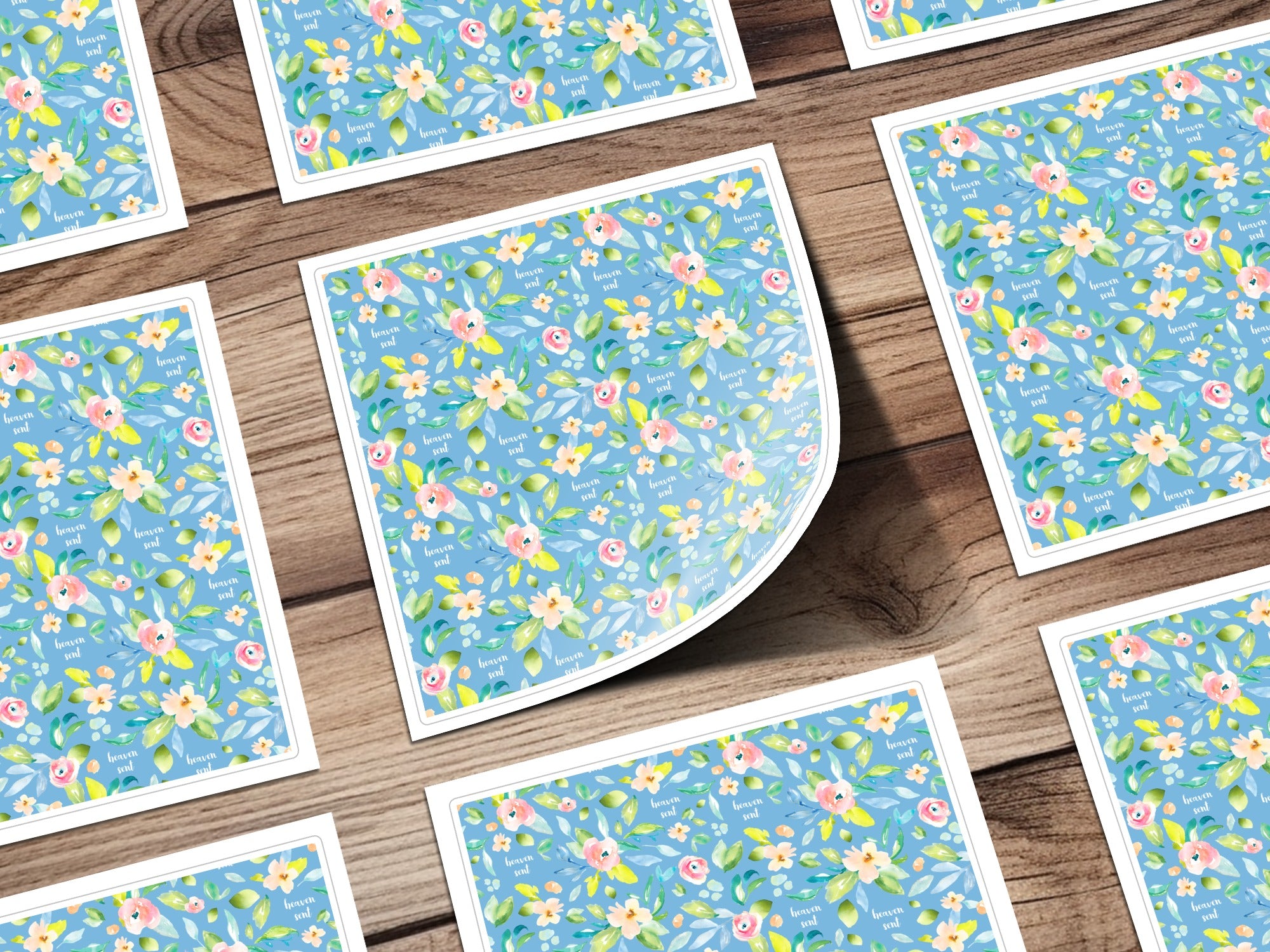 Floral Pattern Blue Panels with Colorful Blooms Product