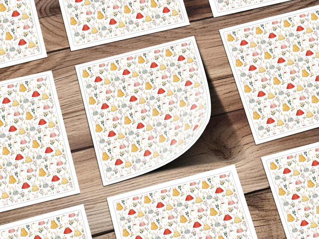 Cute Bunny Floral Pattern White Background product type