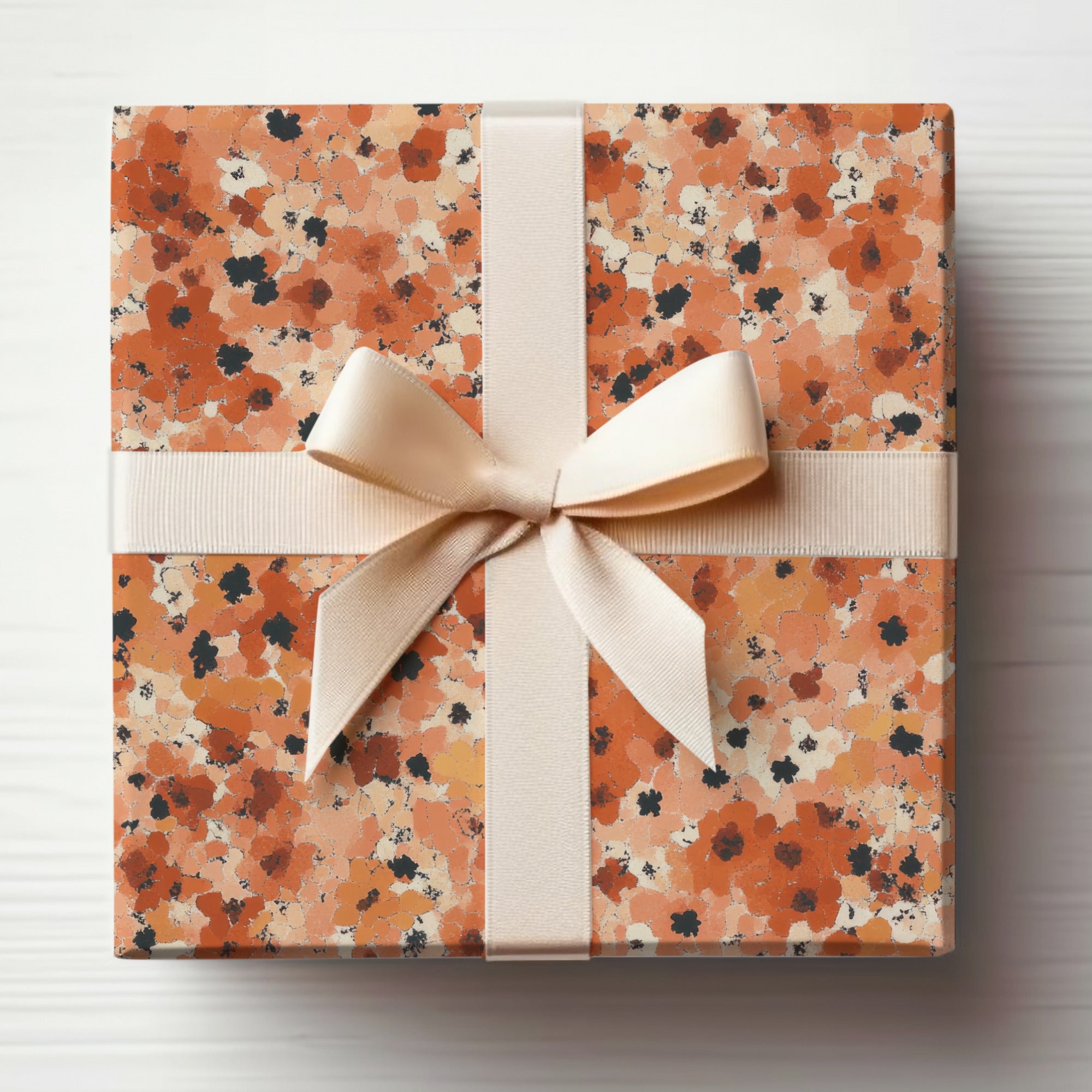 Floral Patterned Gift Wrap with Elegant Ribbon Design