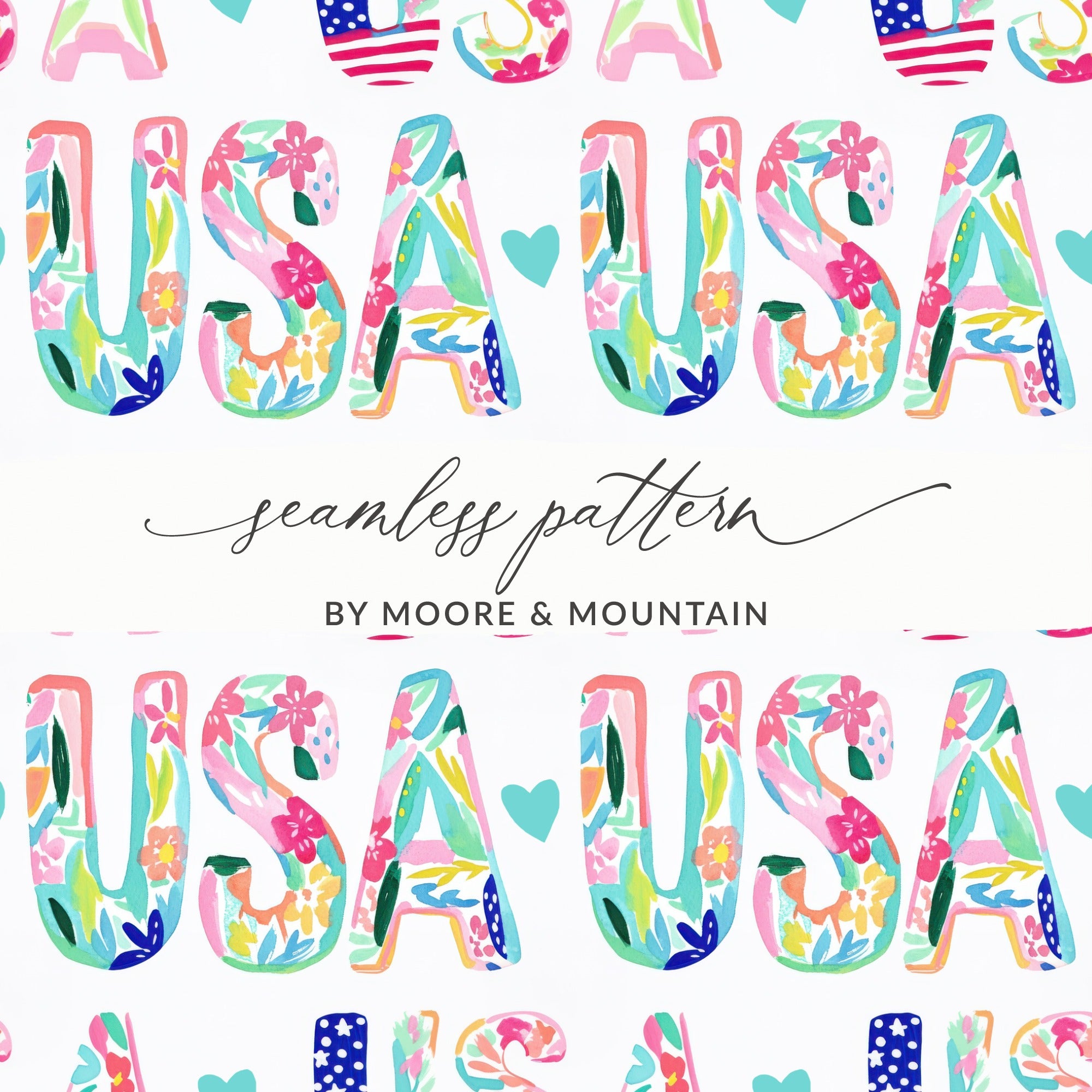 Colorful USA Seamless Pattern by Moore & Mountain