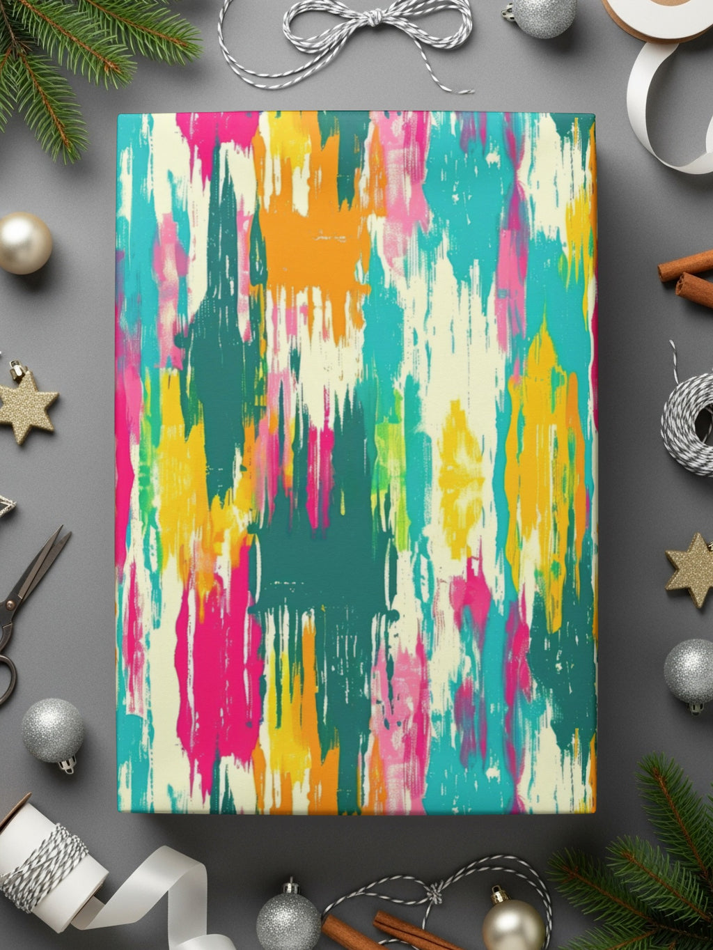 Colorful Abstract Art Gift Wrapping Paper Holiday Season