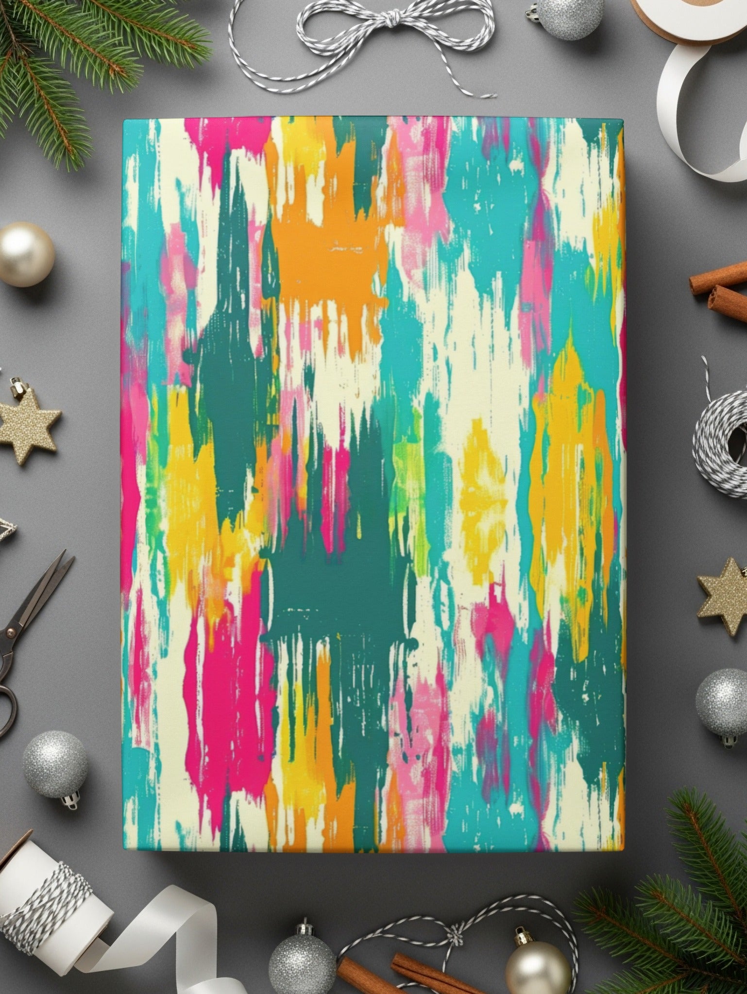 Colorful Abstract Art Gift Wrapping Paper Holiday Season
