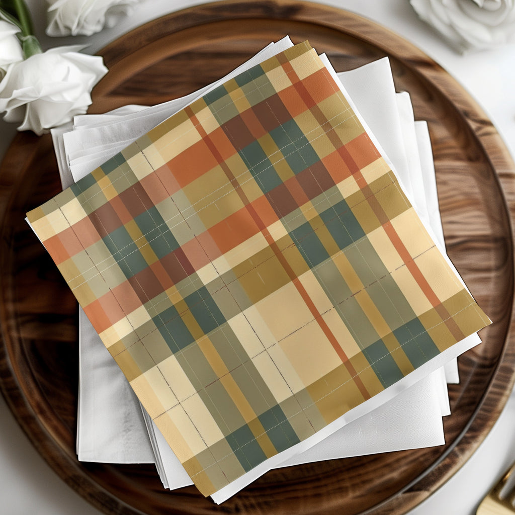 Autumn Plaid Design Square Paper Napkins Product