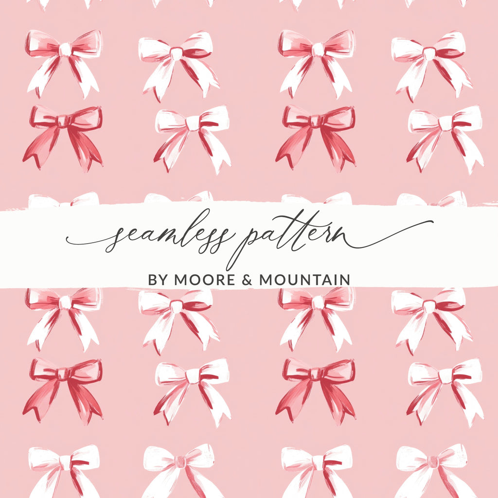 Seamless Pink and Red Bow Pattern Artwork by Moore & Mountain