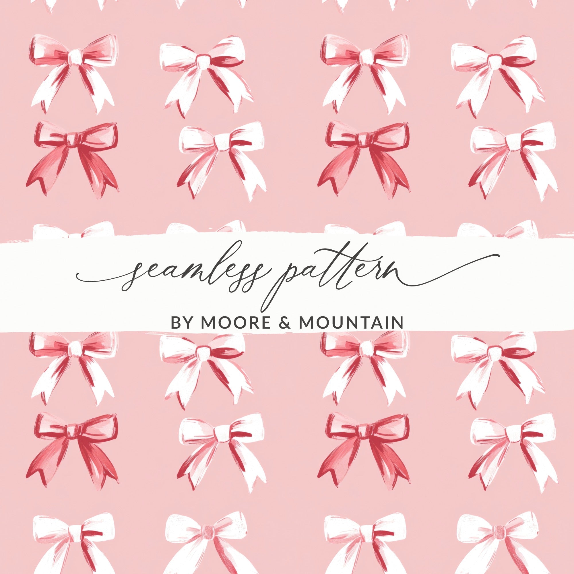 Seamless Pink and Red Bow Pattern Artwork by Moore & Mountain