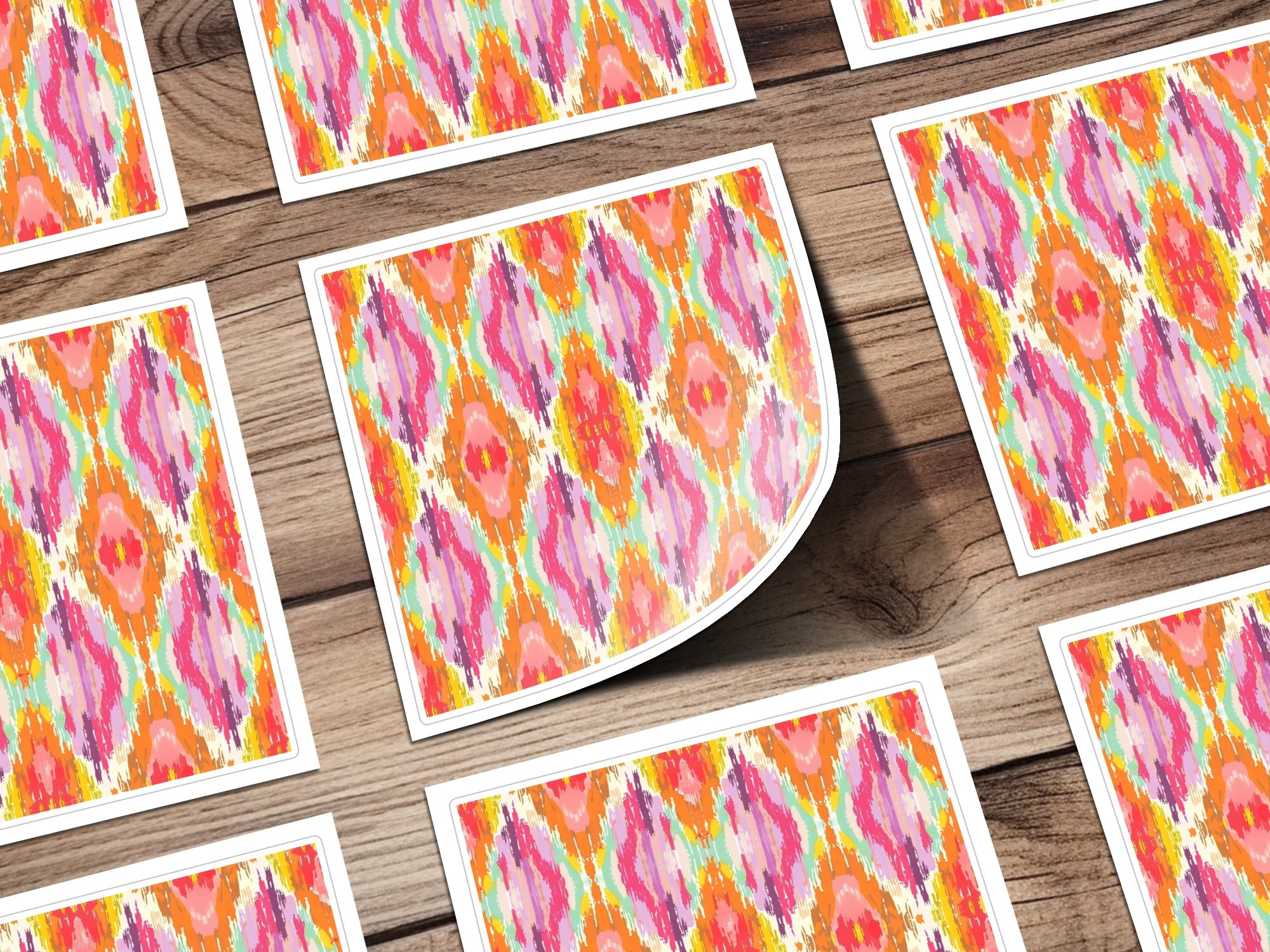 Vibrant Ikat Pattern Art Print for Modern Home Decor
