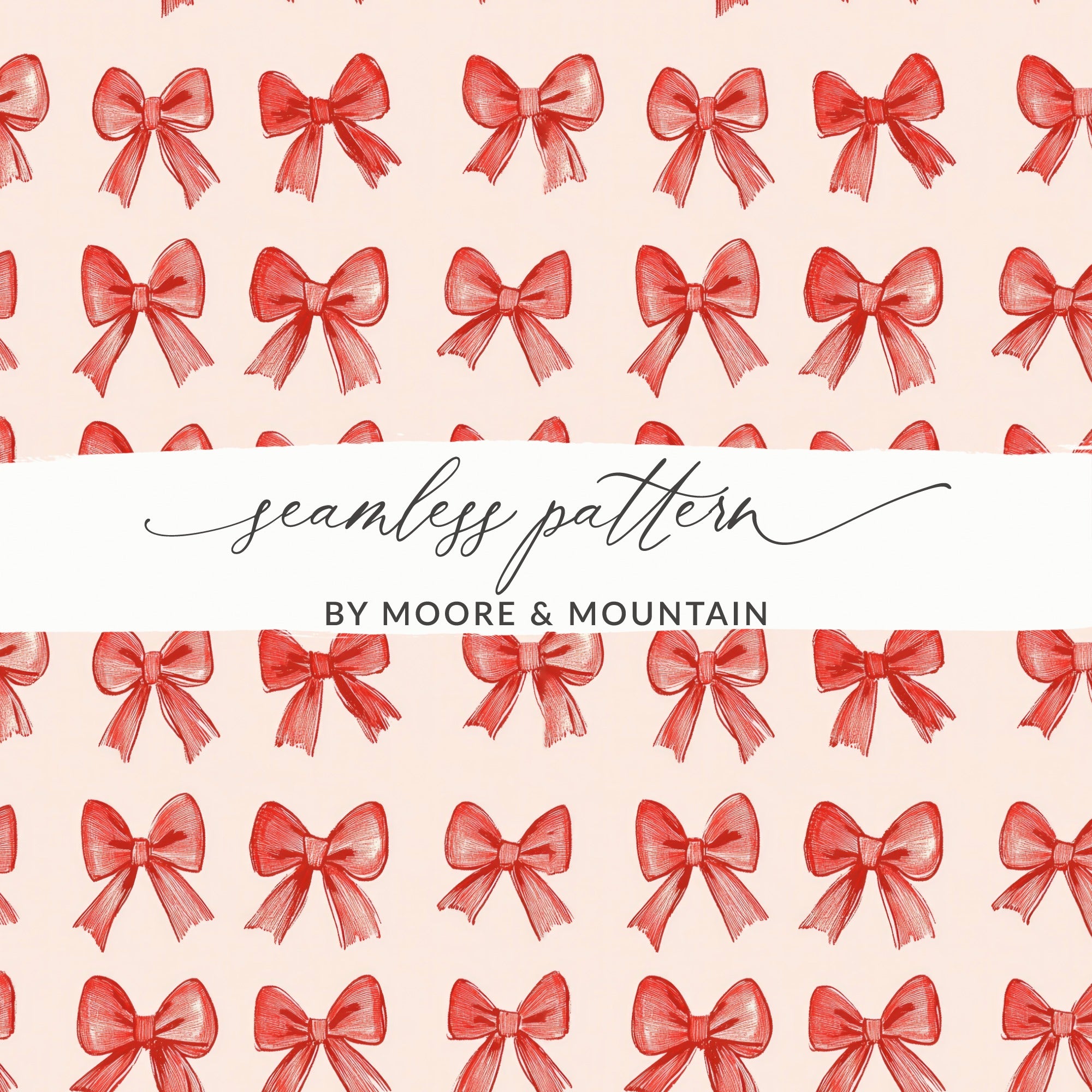 Seamless Red Bow Pattern by Moore & Mountain Design