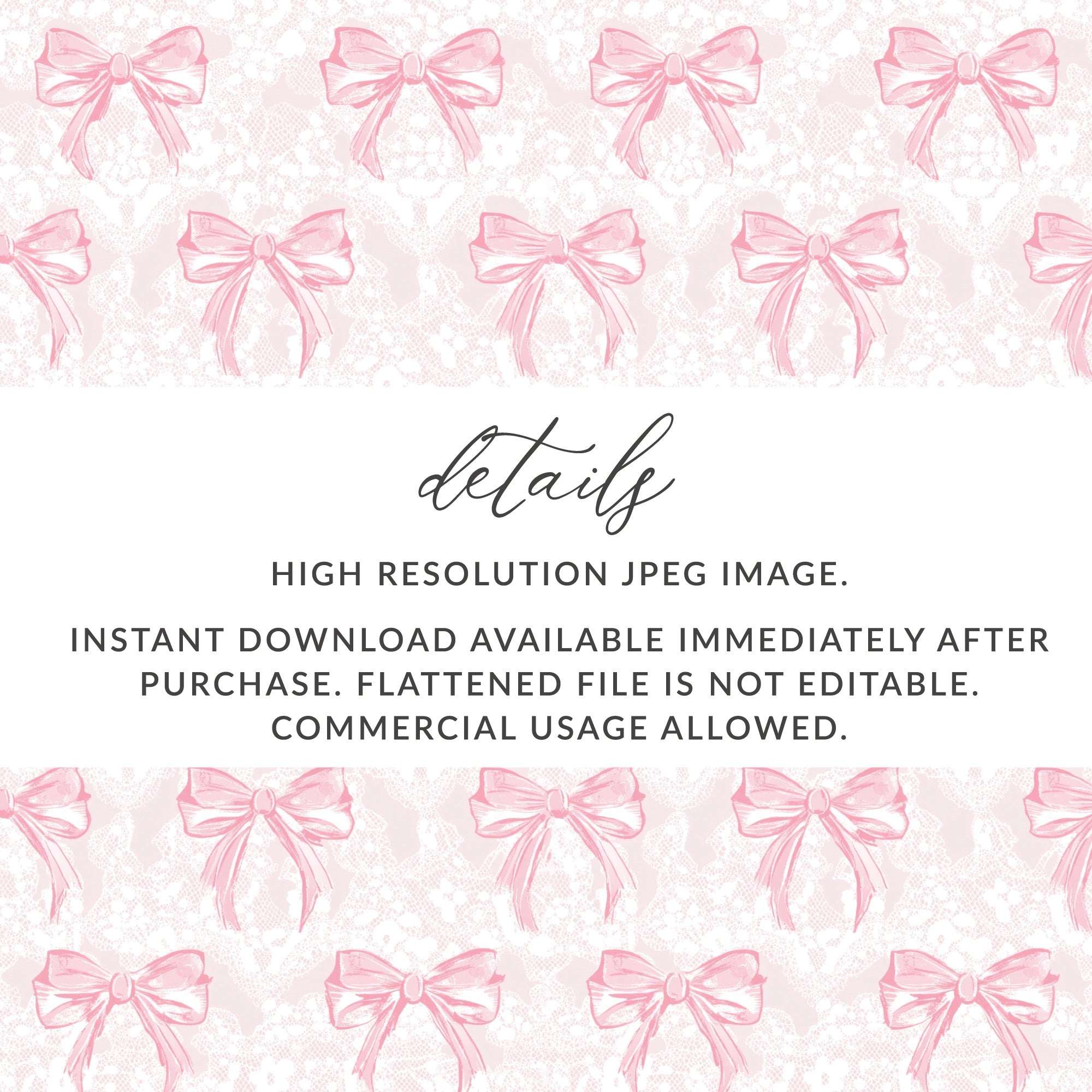 Pink Bows High Resolution JPEG Instant Download File