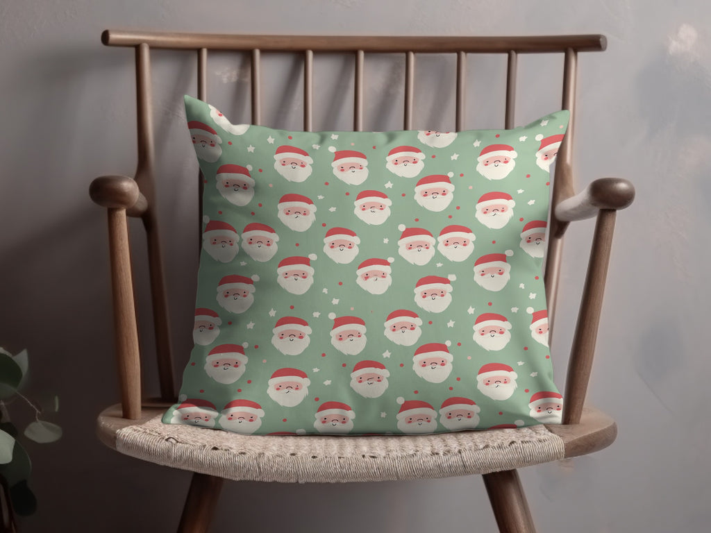 Festive Santa Claus Pattern Throw Pillow for Christmas Decor