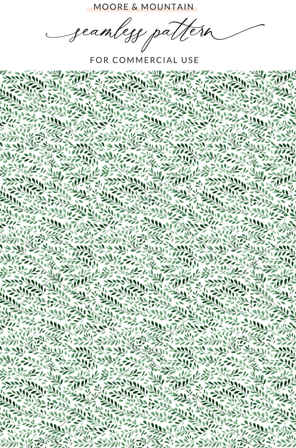 Elegant Green Foliage Seamless Design for Commercial Use