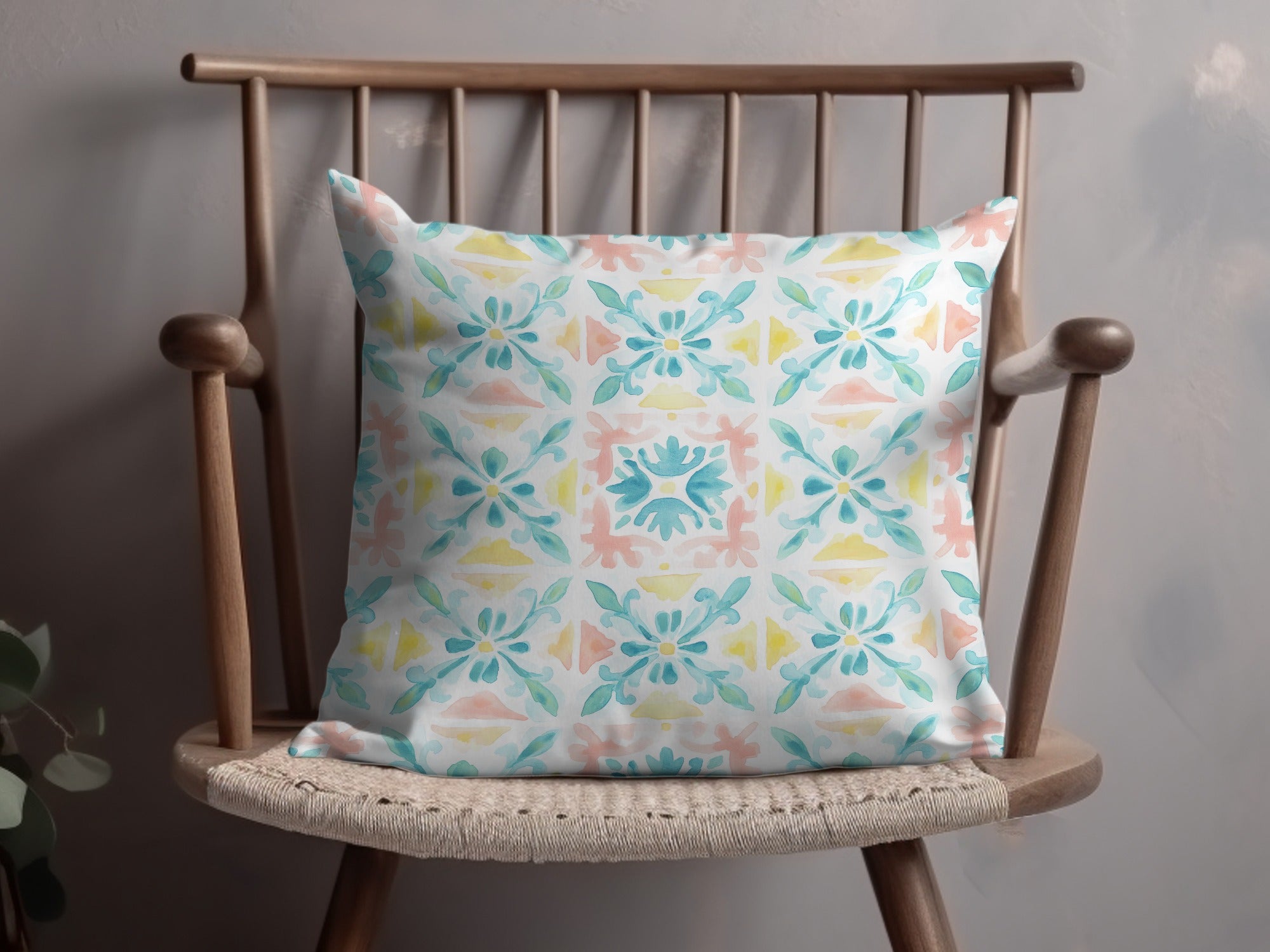 Soft Hues Geometric Floral Design Cushion product type