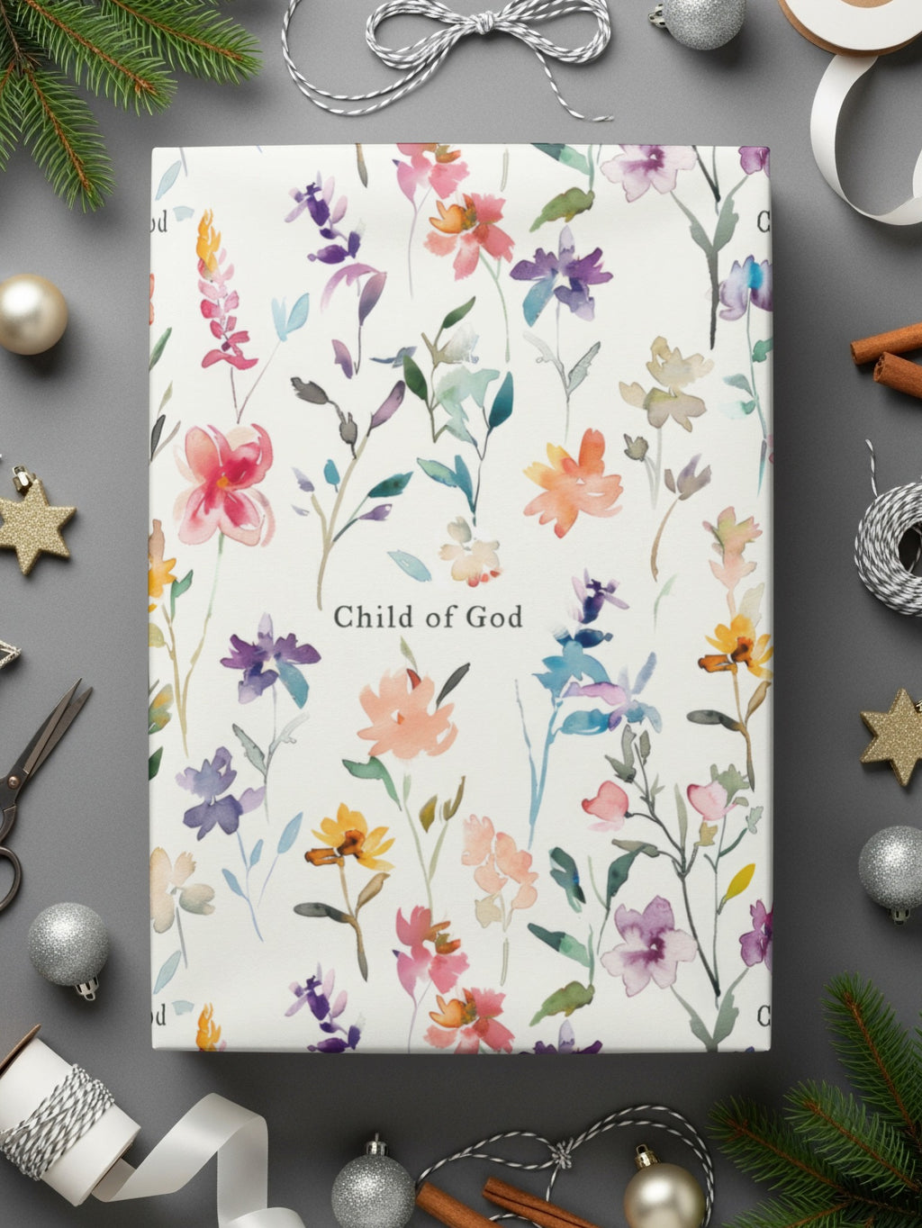 Child of God Floral Gift Wrap Beautiful Blossoms Design