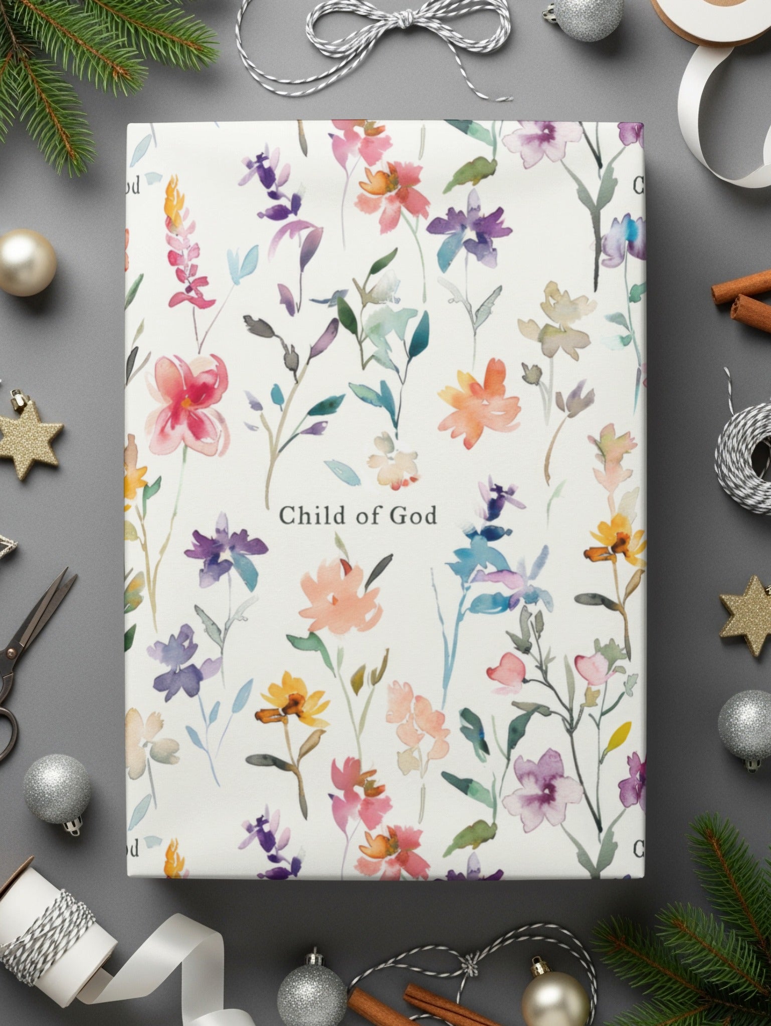 Child of God Floral Gift Wrap Beautiful Blossoms Design