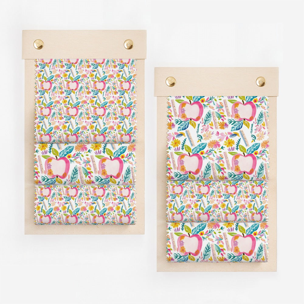 Colorful Apple and Floral Pattern Textile Rolls Decor