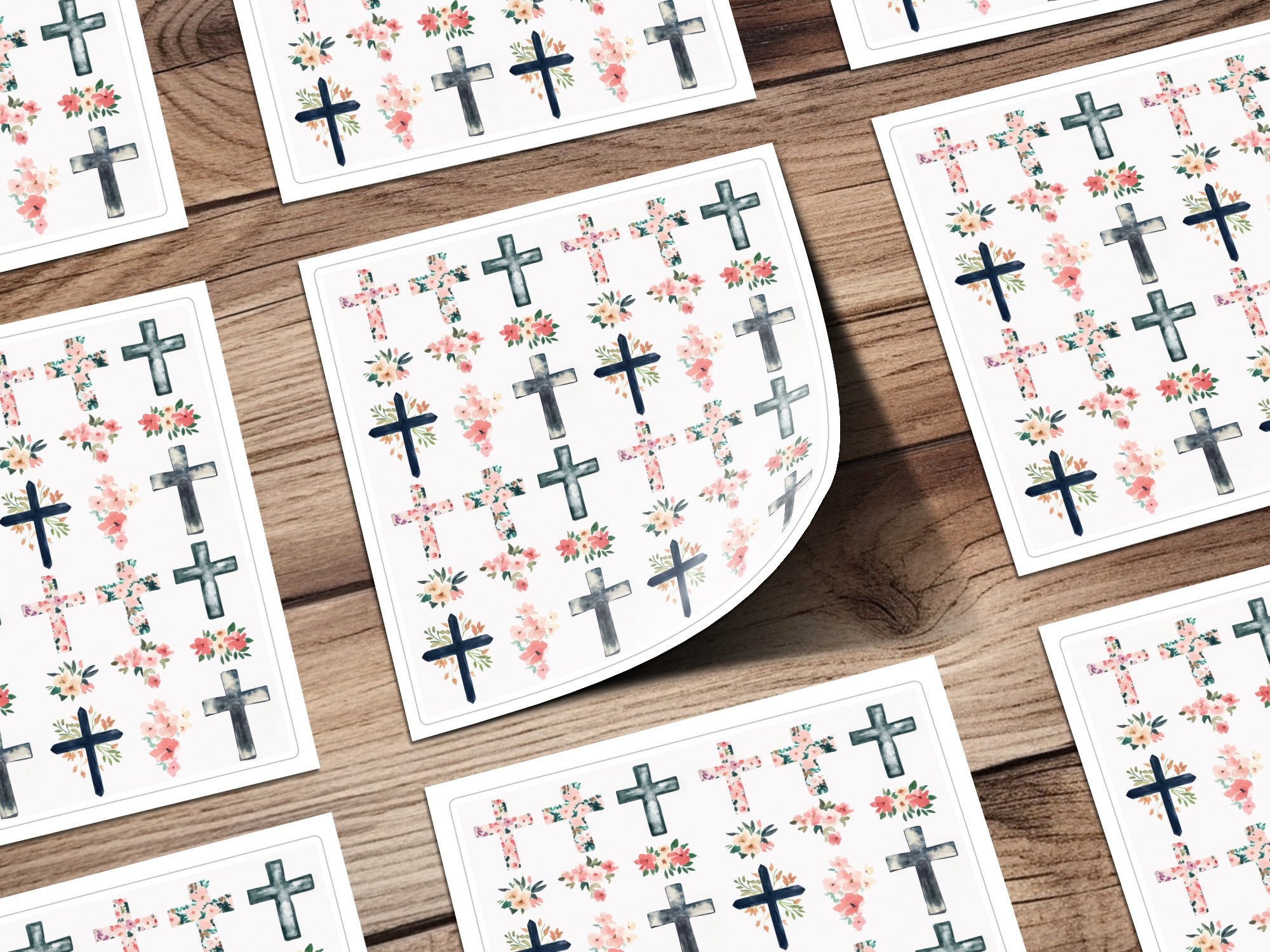 Floral Cross Pattern Decorative Sheet for Crafting