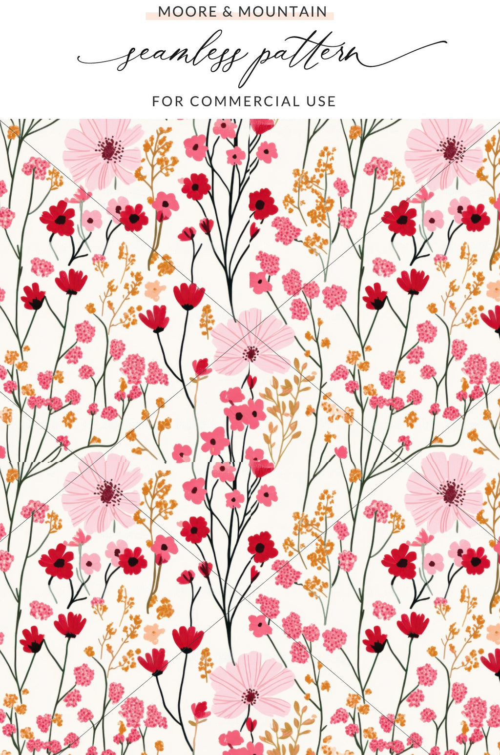 Seamless Floral Pattern Design for Commercial Use