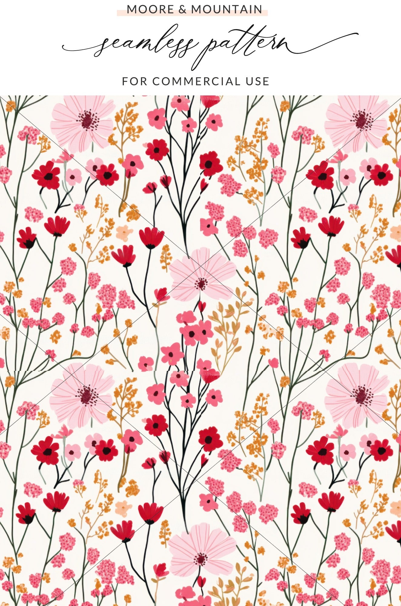 Seamless Floral Pattern Design for Commercial Use